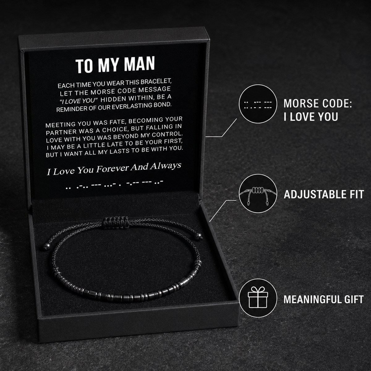 To My Man - Secret Love Morse Bracelet