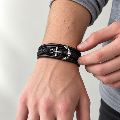 To My Son - Anchored Strength Bracelet Set