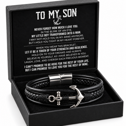 To My Son - Anchored Strength Bracelet Set
