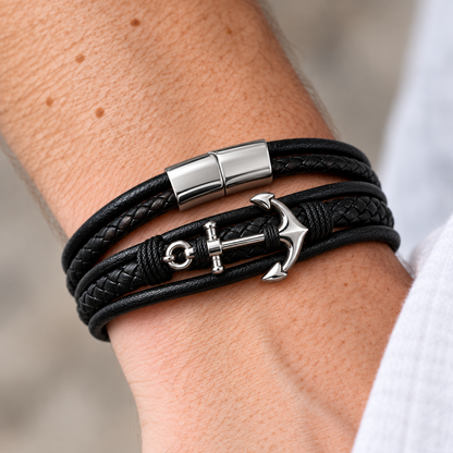 To My Son - Anchored Strength Bracelet Set