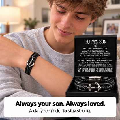 To My Son - Anchored Strength Bracelet Set