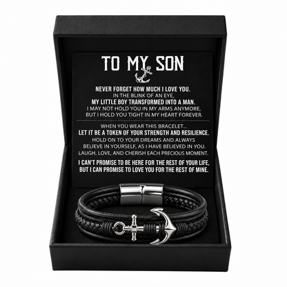 To My Son - Anchored Strength Bracelet Set