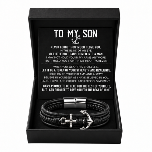 To My Son - Anchored Strength Bracelet Set
