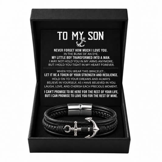 To My Son - Anchored Strength Bracelet Set