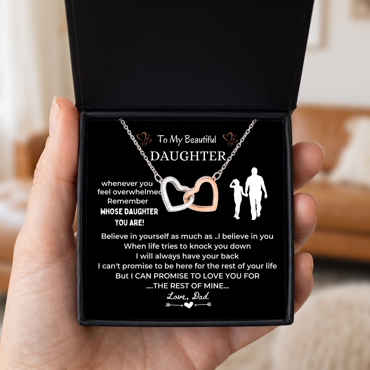 To My Beautiful Daughter - Interlocking Hearts Necklace