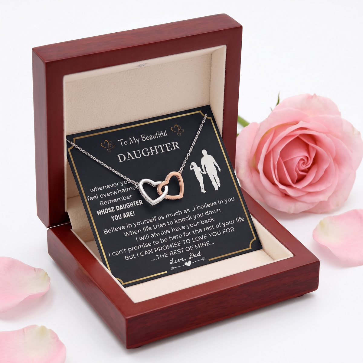 To My Beautiful Daughter - Interlocking Hearts Necklace