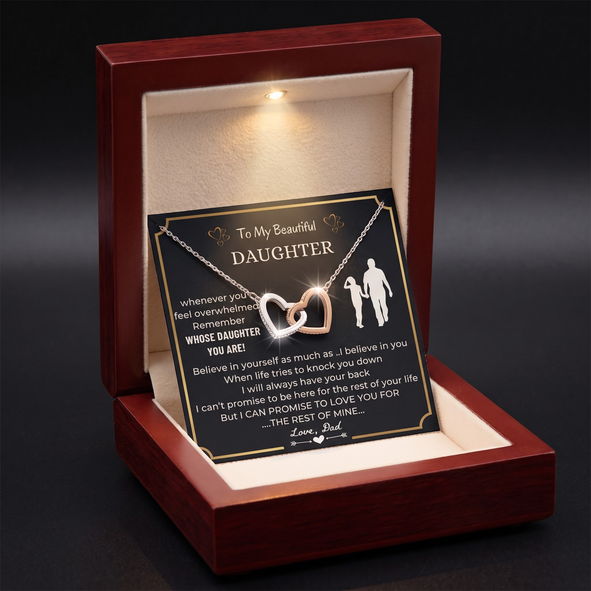 To My Beautiful Daughter - Interlocking Hearts Necklace