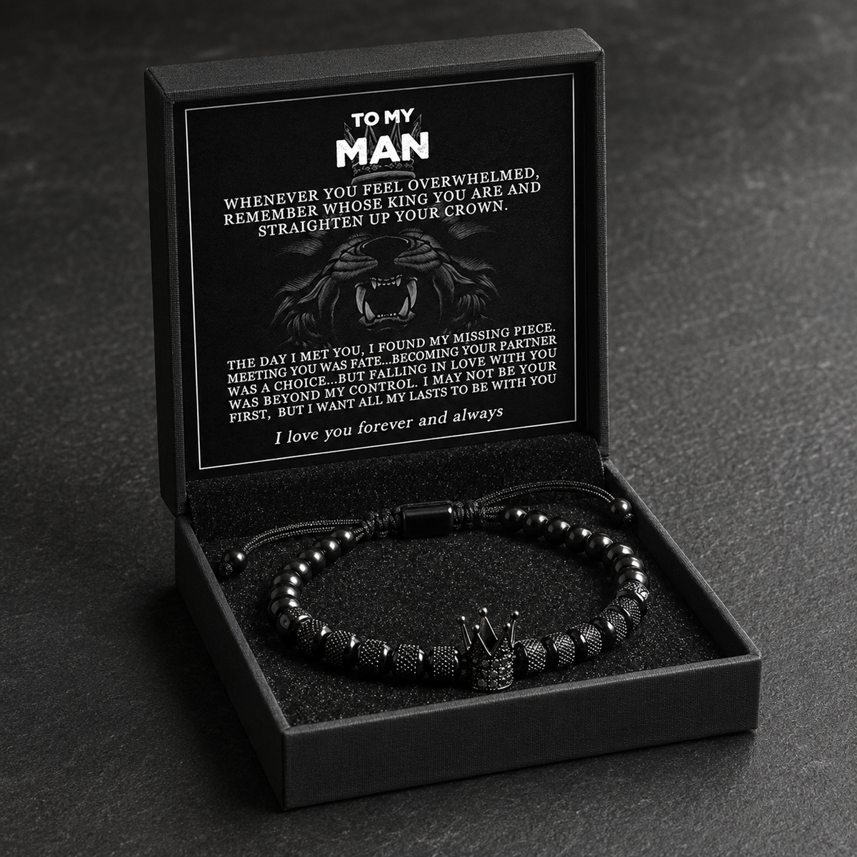 “To My King – Wear Your Crown” Bracelet Gift Set