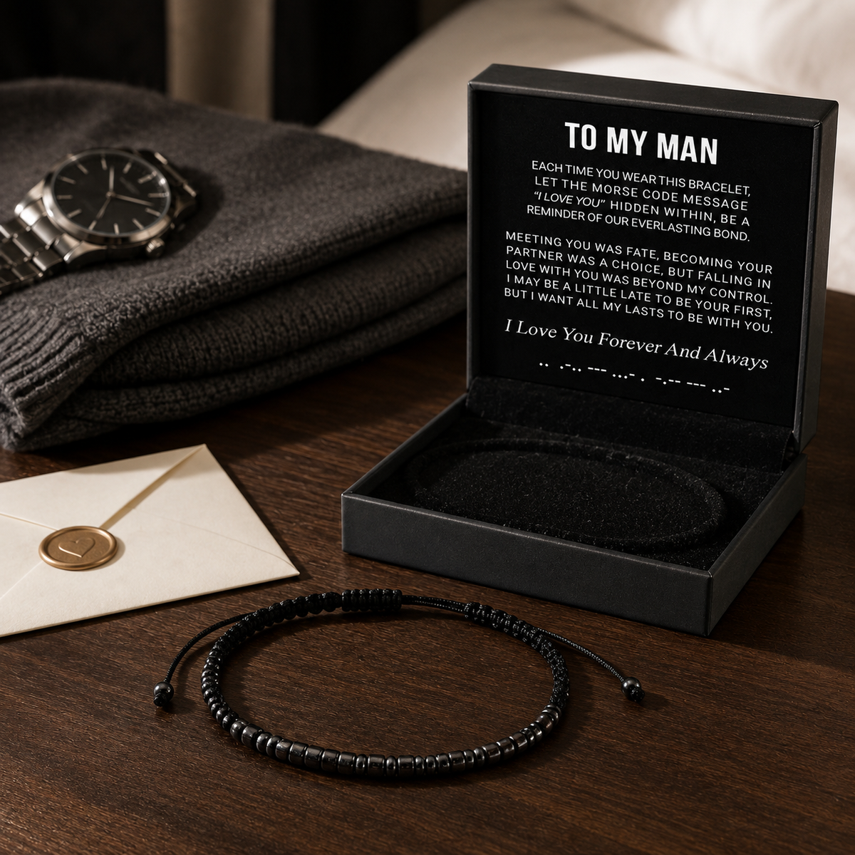 To My Man - Secret Love Morse Bracelet